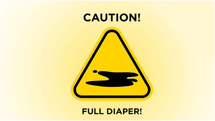 Caution, full diaper warning graphic
