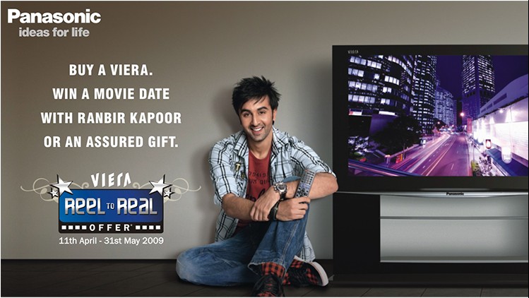 Viera Reel To Real offer hoarding with Ranbir Kapoor