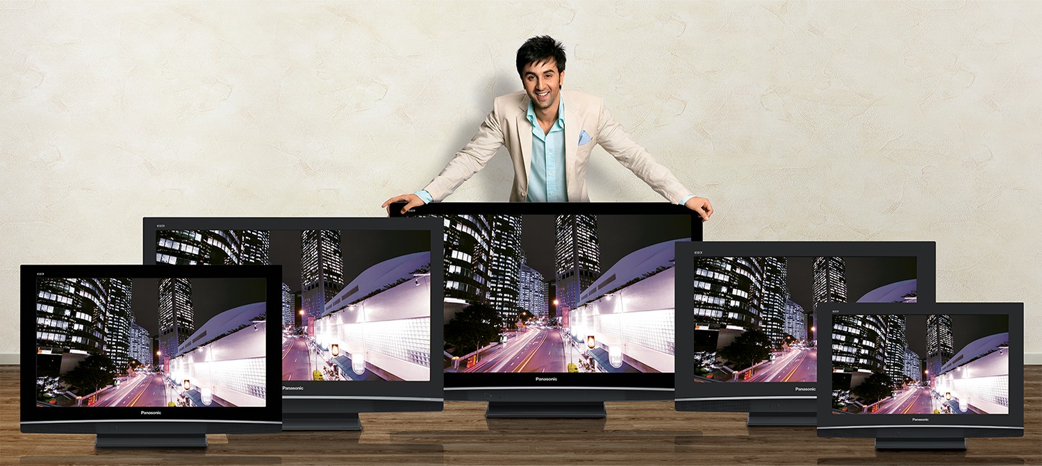 Ranbir Kapoor with the full line-up of Panasonic Viera televisions