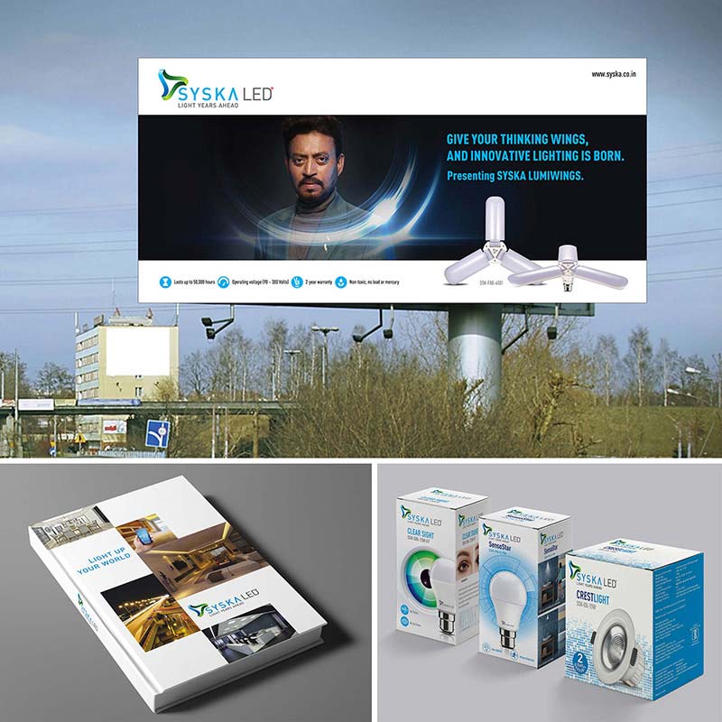 Syska LED outdoor billboard and packaging campaign by IBD